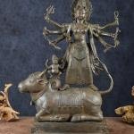 Vintage Balinese Bronze Durga Statue | 22.5" Lost Wax Art | 6kg Sacred Masterpiece | Mahishasura Mardini Beauty | Jaipurio